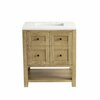 James Martin Vanities Breckenridge 30in Single Vanity, Light Natural Oak w/ 3 CM White Zeus Top 330-V30-LNO-3WZ